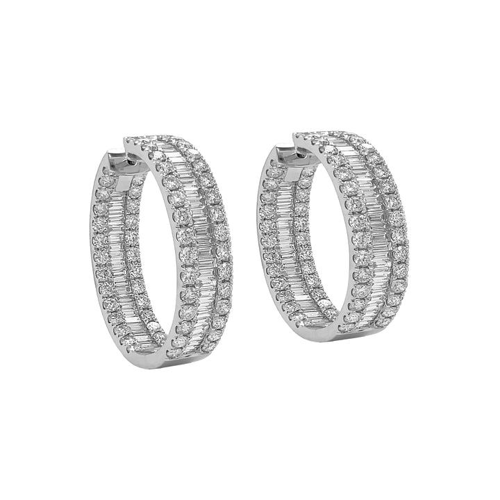 18kt White Gold Diamond Hoops