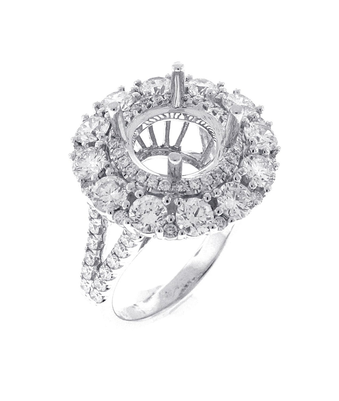 18kt White Gold Diamond Halo Semi Mount