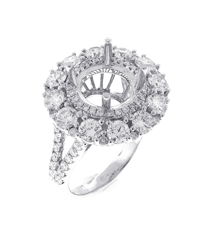 18kt White Gold Diamond Halo Semi Mount