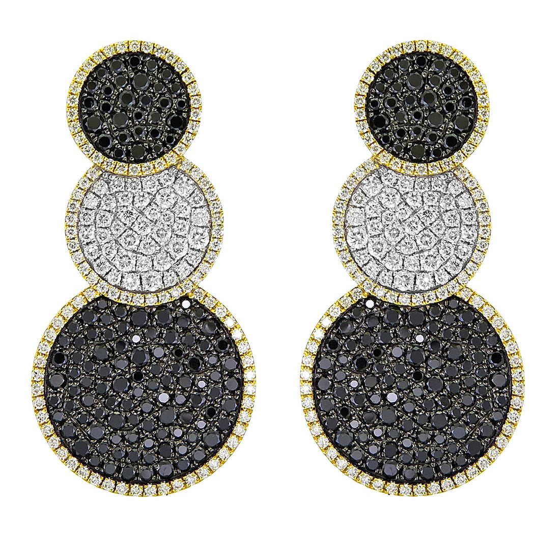 18kt Yellow Gold Diamond and Black Diamond Earrings