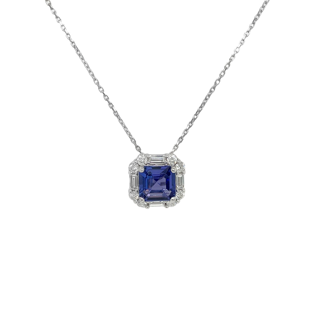 18kt White Gold Diamond and Tanzanite Pendant