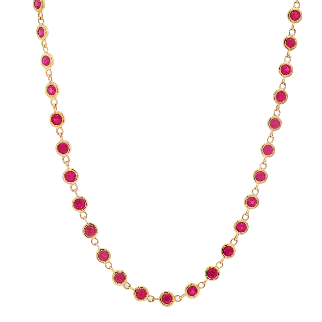 18kt Yellow Gold Ruby Diamonds-By-The-Inch Necklace