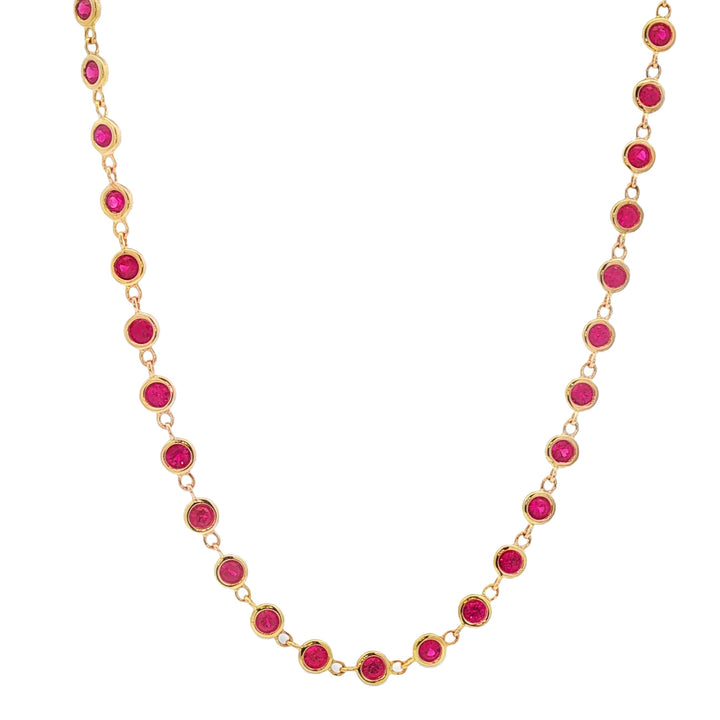 18kt Yellow Gold Ruby Diamonds-By-The-Inch Necklace
