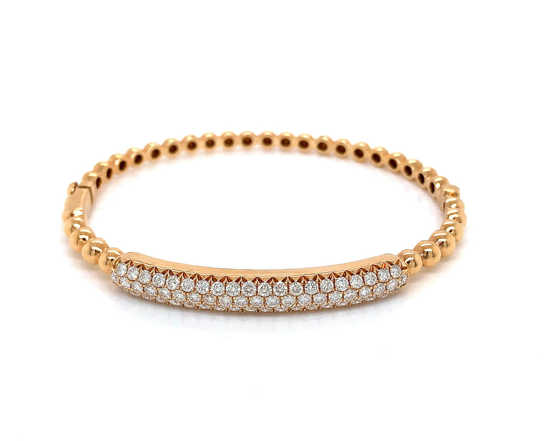 18kt Rose Gold Diamond and Beaded Bangle
