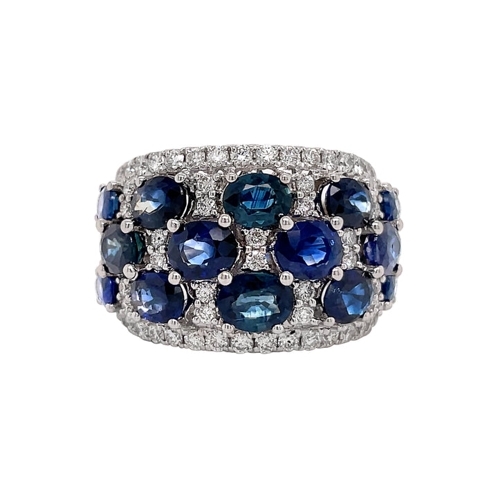 18kt White Gold Diamond and Sapphire Ring.