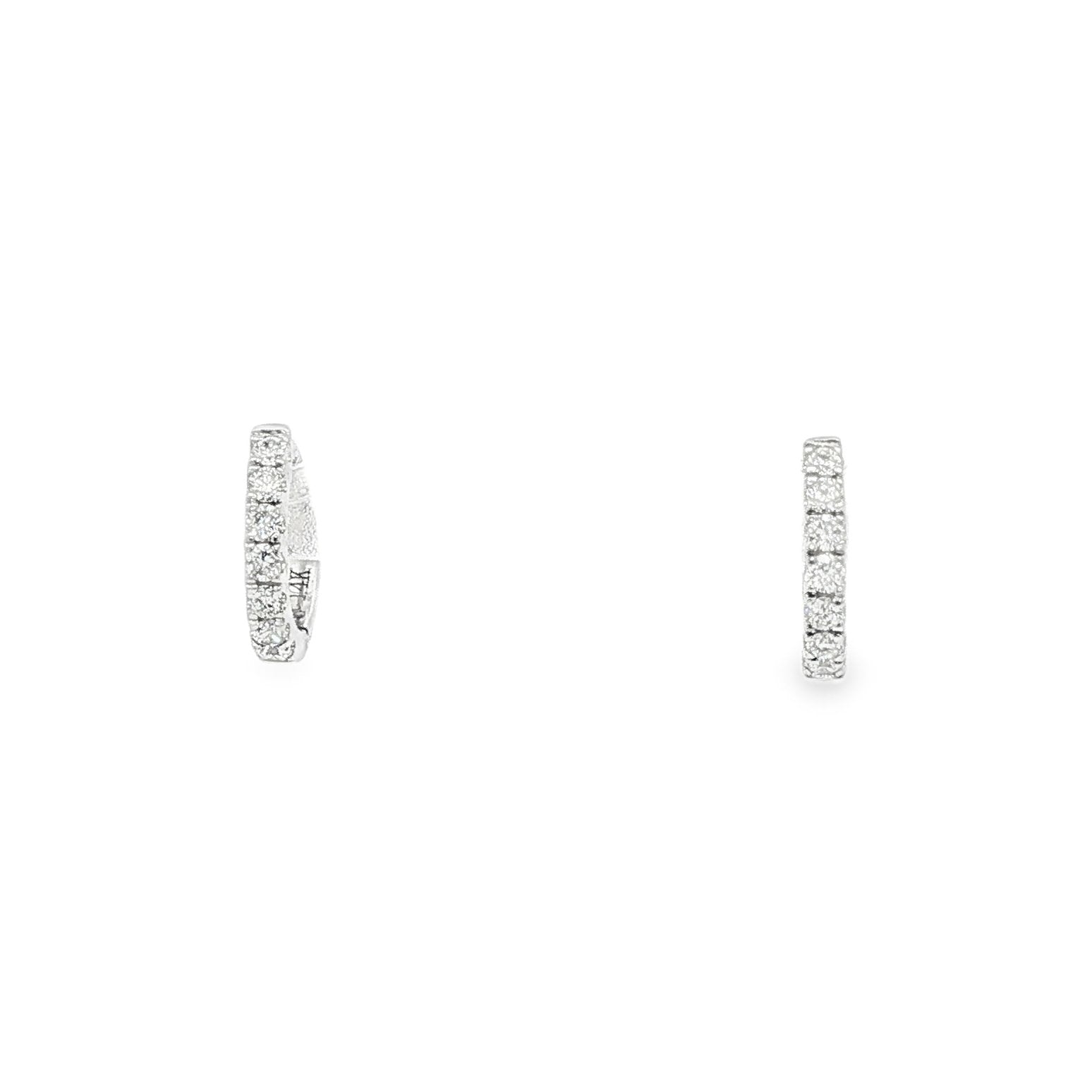 14kt White Gold Diamond Huggie Earrings