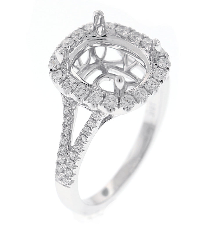 18kt White Gold Diamond Halo Semi Mount