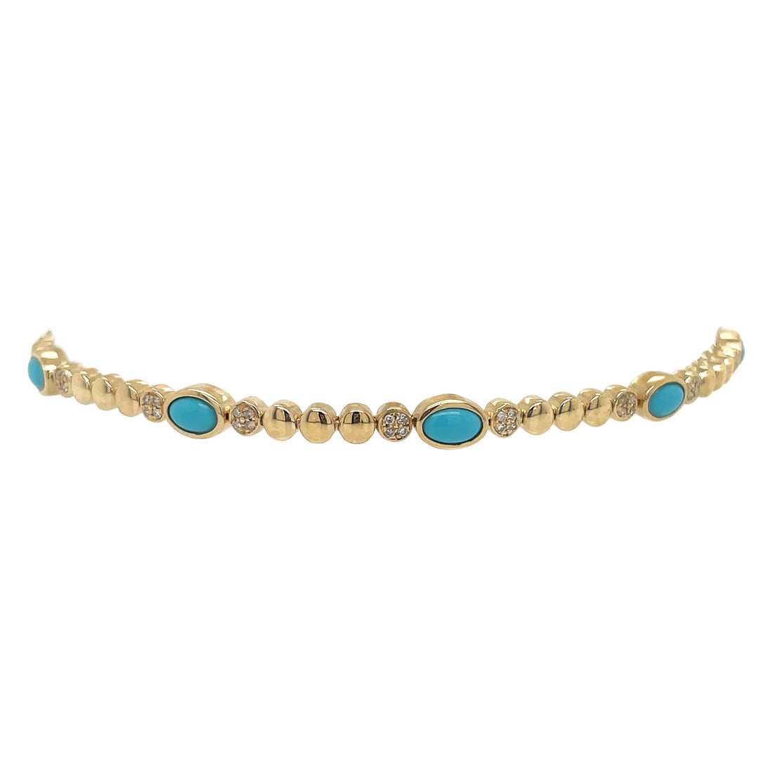 14kt Yellow Gold Diamond and Turquoise Bracelet