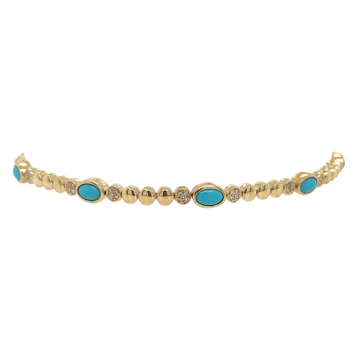 14kt Yellow Gold Diamond and Turquoise Bracelet