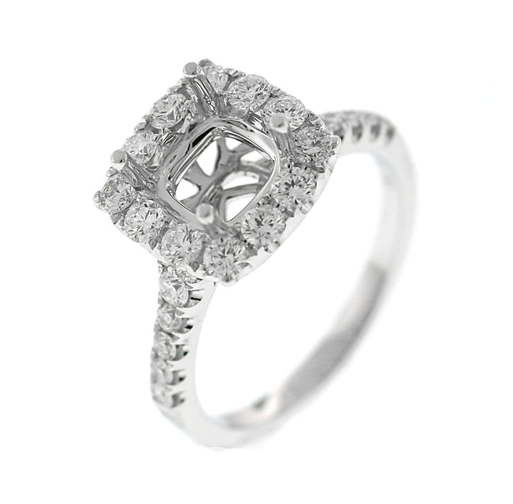 18kt White Gold Diamond Halo Semi Mount