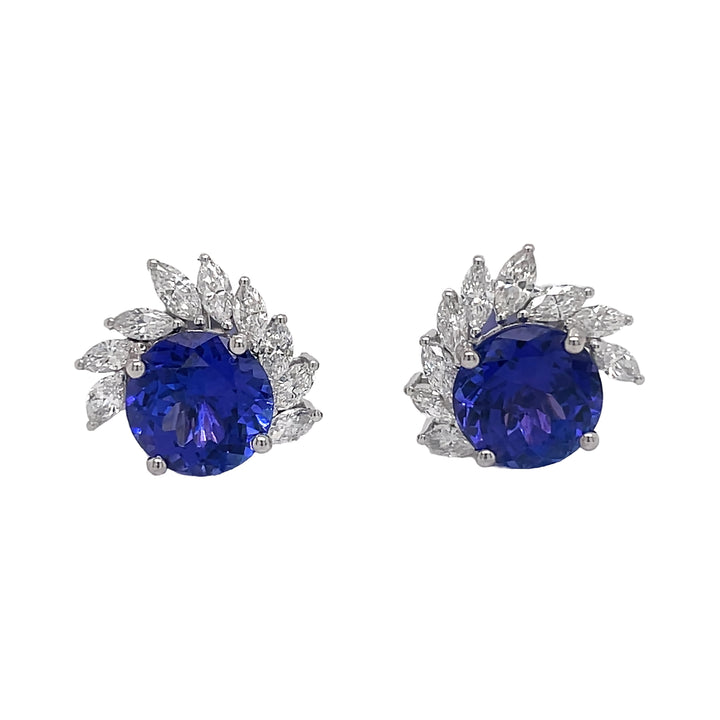 18kt White Gold Diamond and Tanzanite Earrings