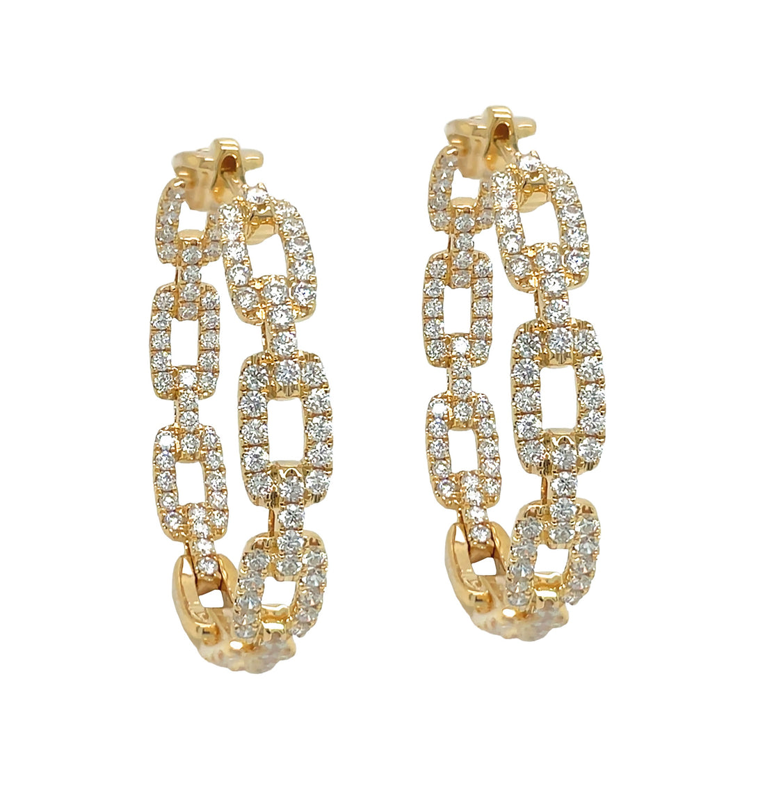 18kt Yellow Gold Diamond Hoops