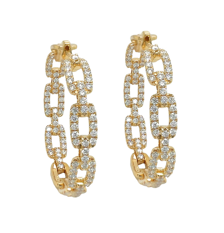 18kt Yellow Gold Diamond Hoops