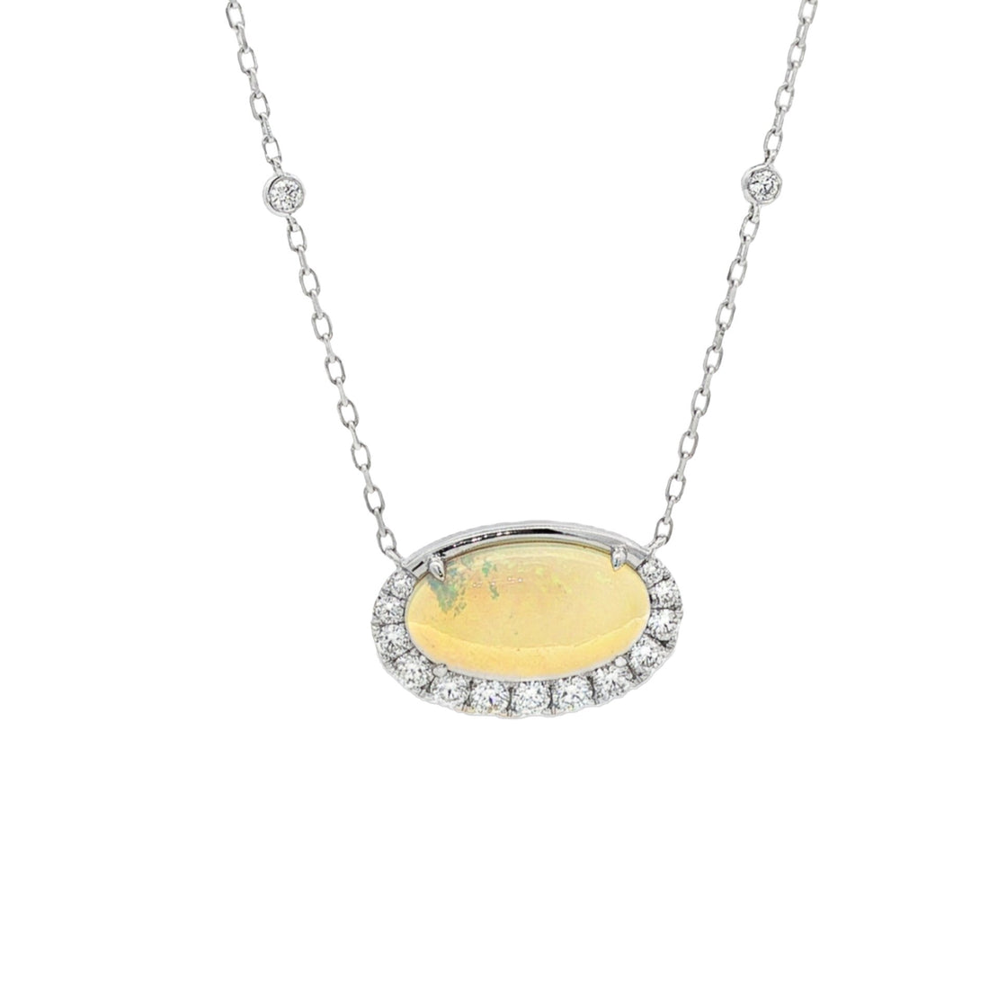 18kt White Gold Diamond And Opal pendant
