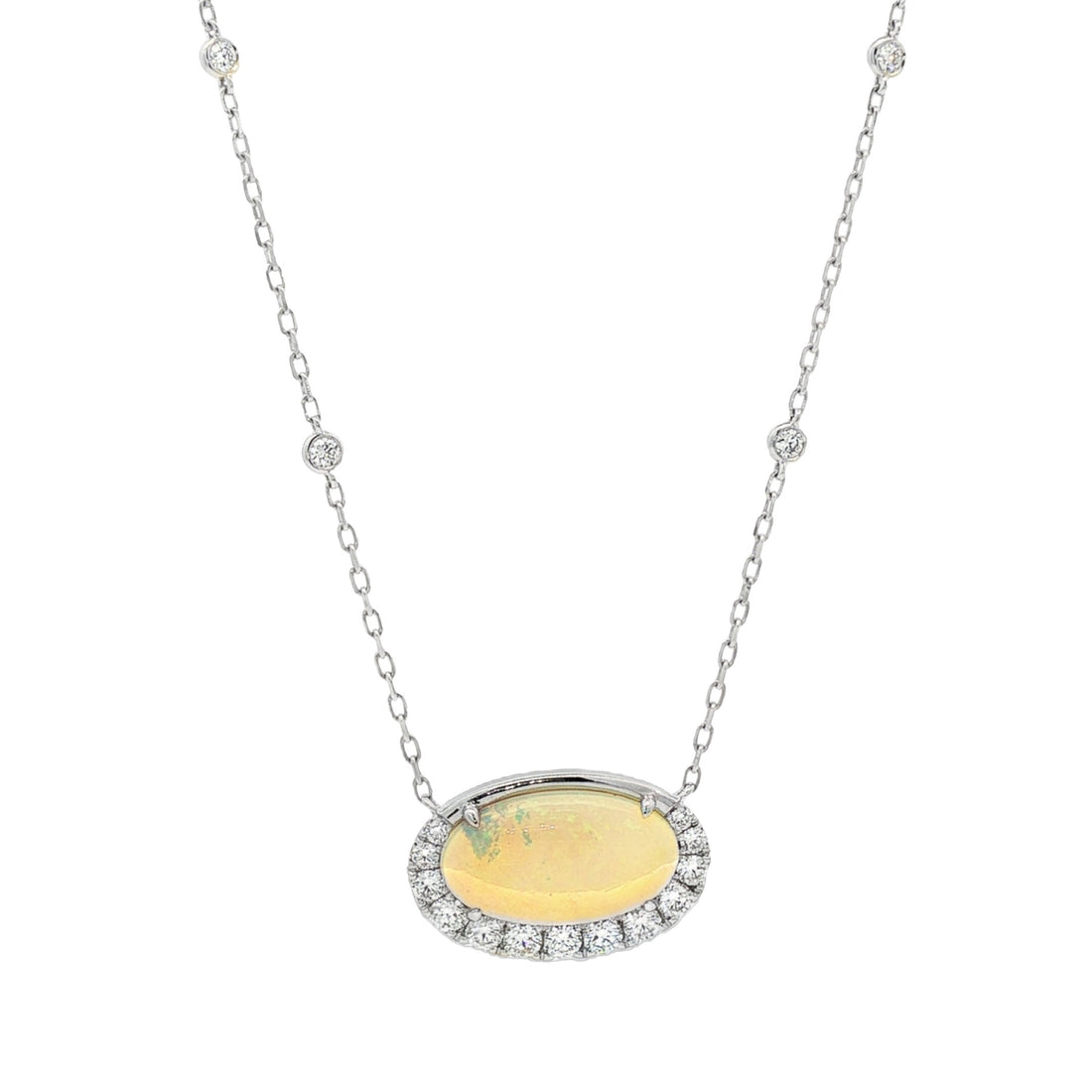 18kt White Gold Diamond And Opal pendant