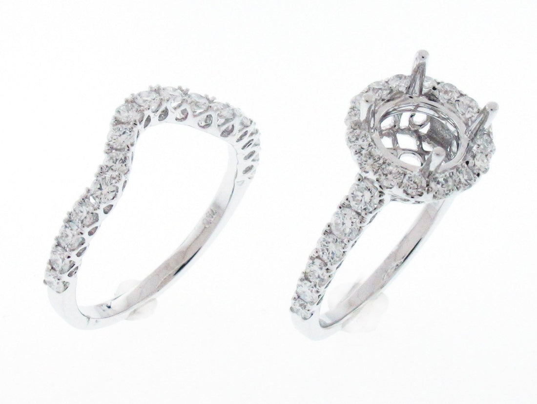 18kt White Gold Diamond Halo Semi Mount