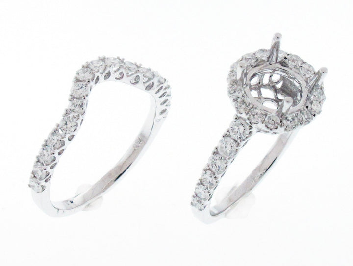 18kt White Gold Diamond Halo Semi Mount