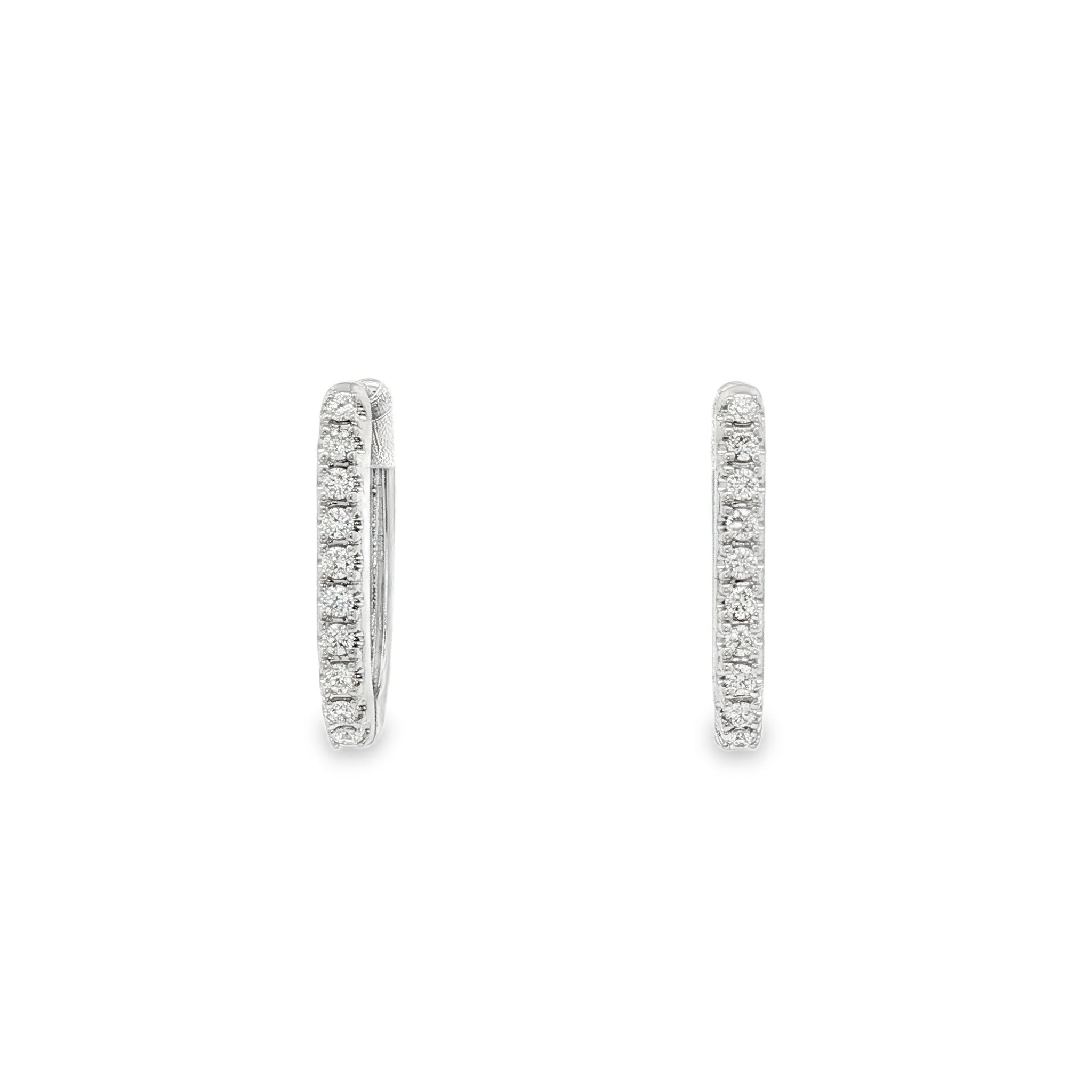 18kt White Gold Diamond Hoops