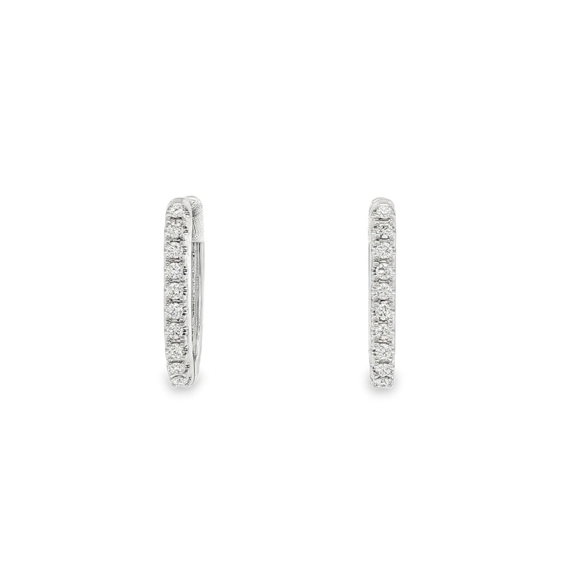 18kt White Gold Diamond Hoops