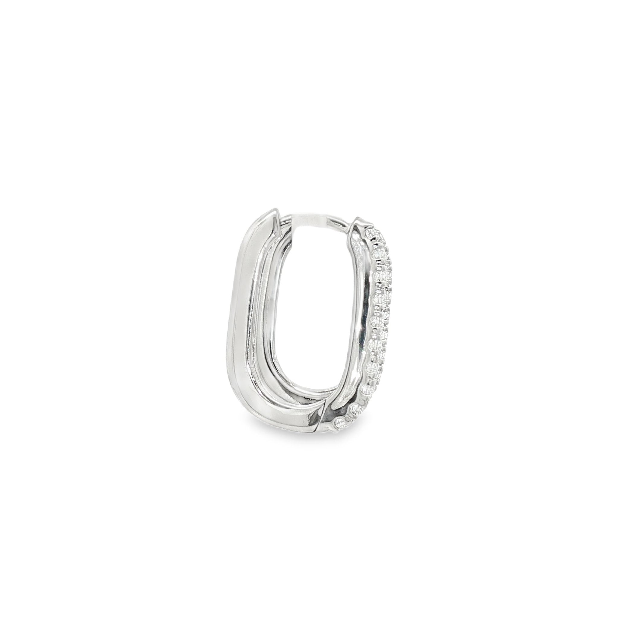 18kt White Gold Diamond Hoops