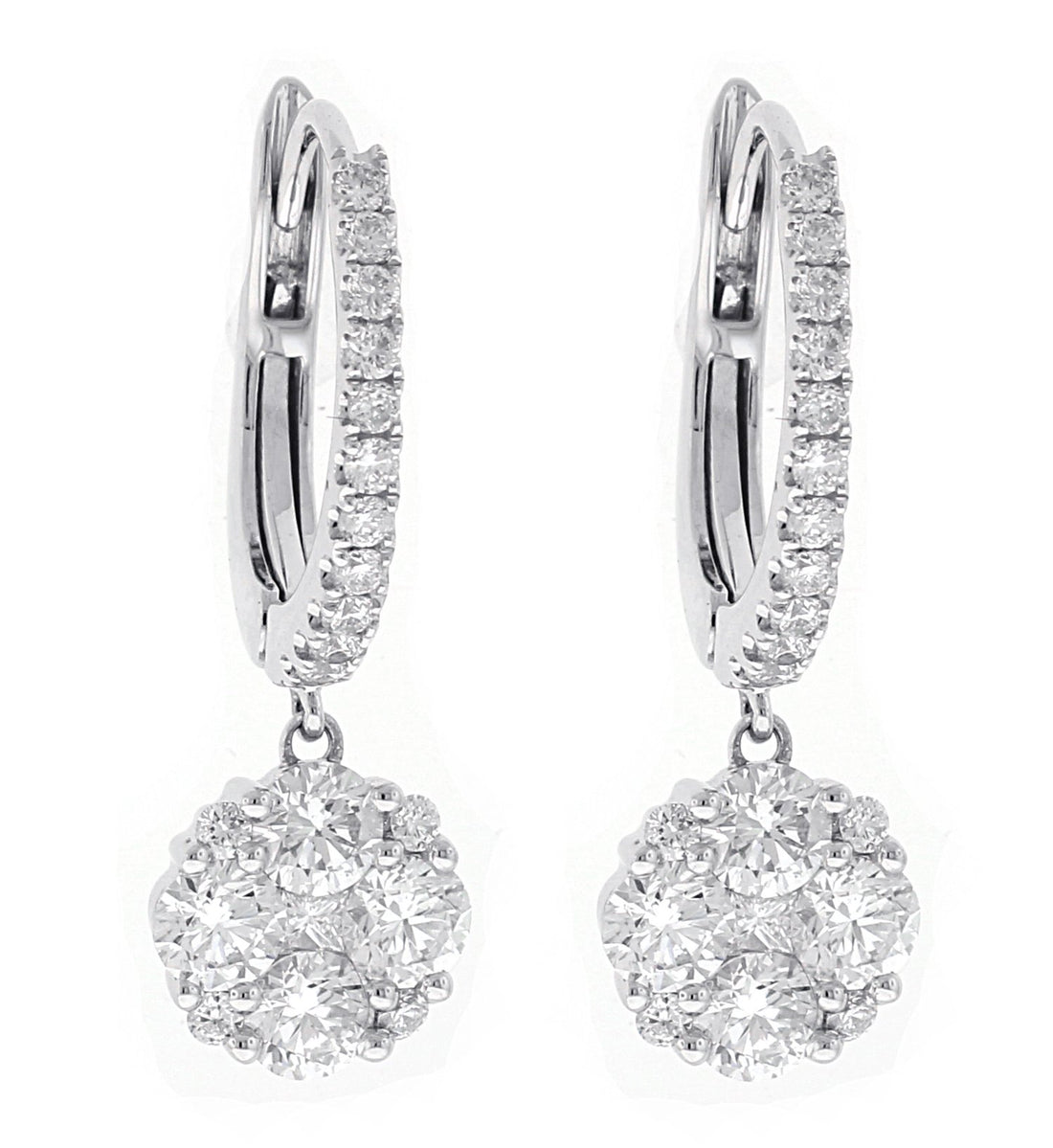 18kt White Gold Diamond Dangling Earrings