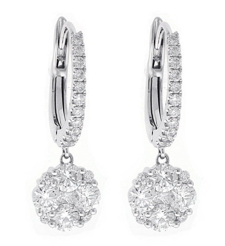 18kt White Gold Diamond Dangling Earrings