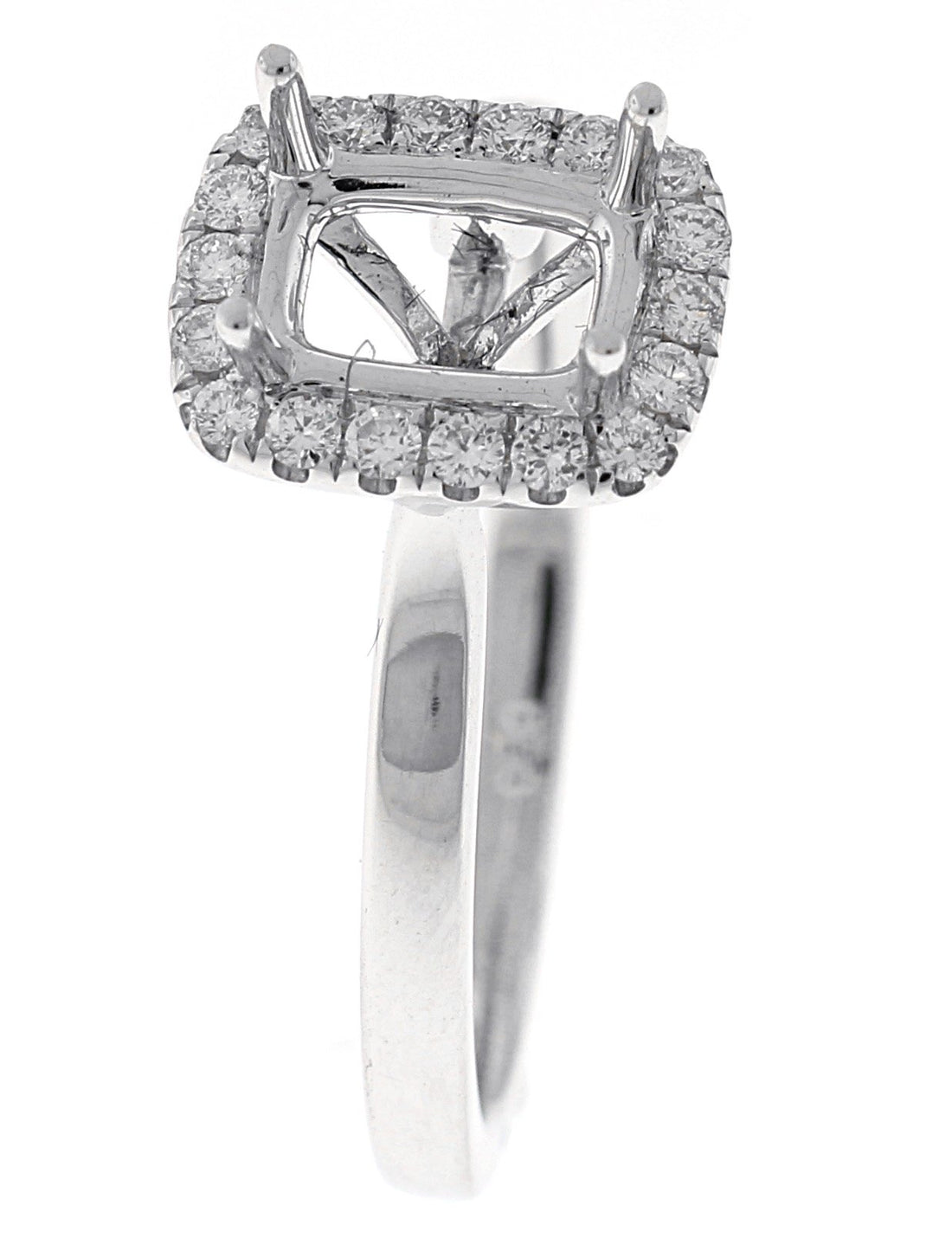 18kt White Gold Diamond Halo Semi Mount