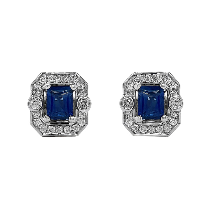 18kt White Gold Diamond and Sapphire Earrings