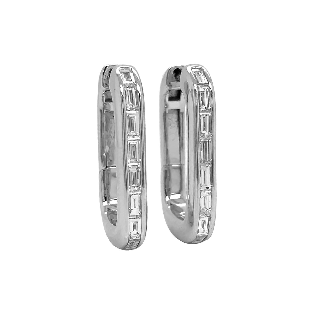 18kt White Gold Diamond Hoop Earrings