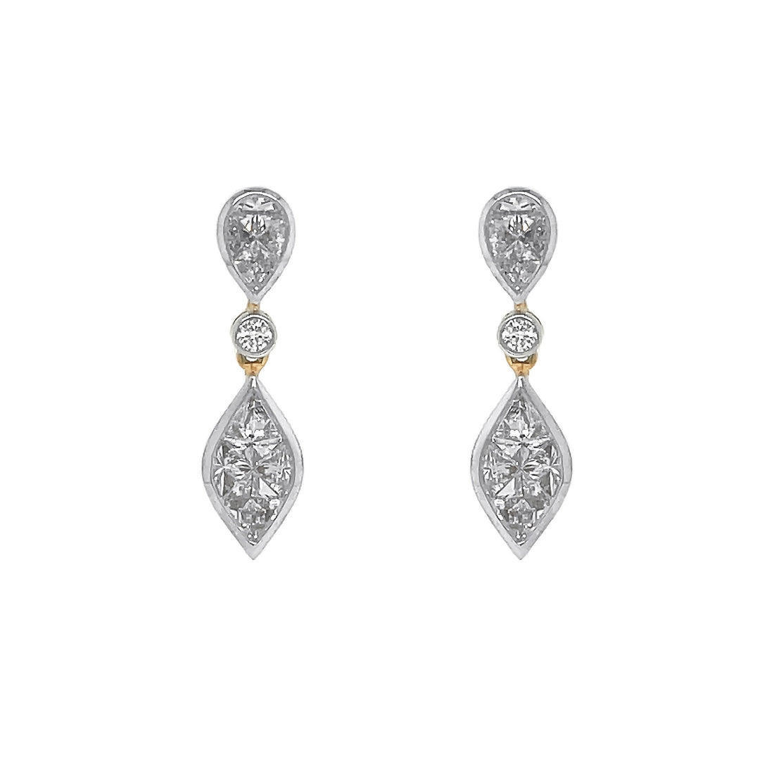 18kt Yellow Gold Diamond Dangling Earrings