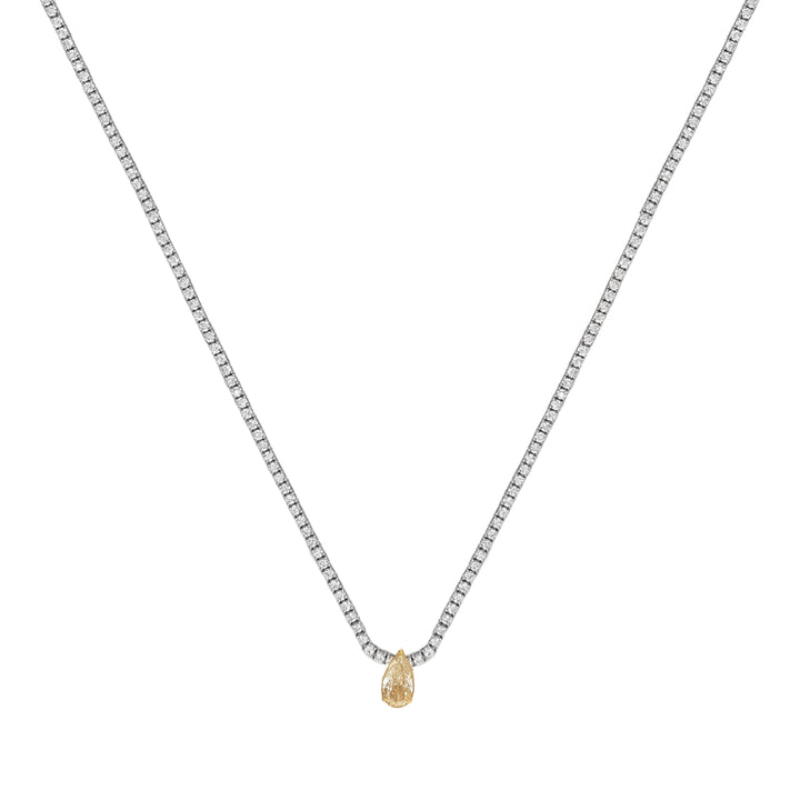 18kt White and Yellow Gold Diamond and Yellow Diamond Tennis Necklace