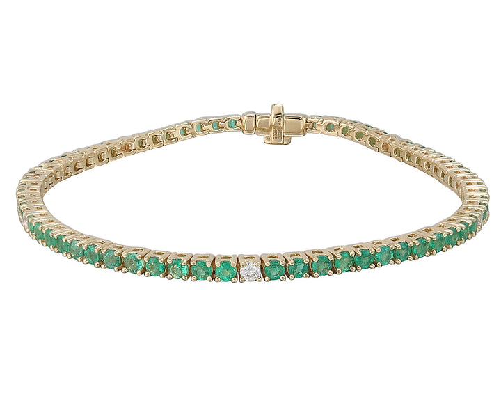 18kt Yellow Gold Green Emerald Tennis Bracelet