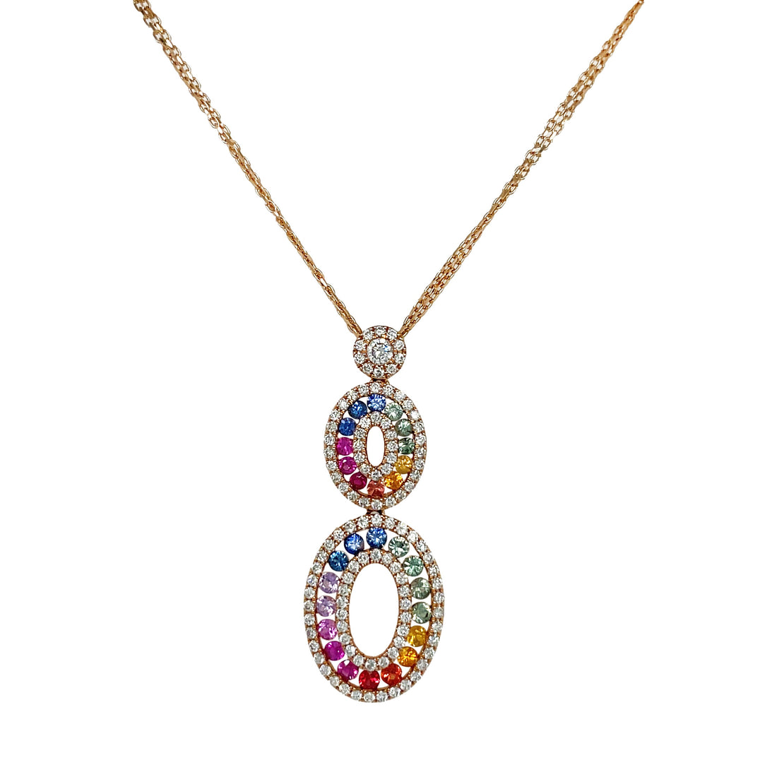 18kt Rose Gold Diamond And Sapphire Pendant