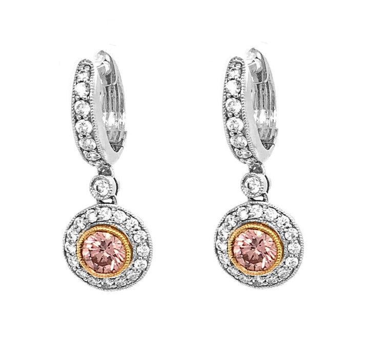 18kt White Gold Pink Diamond Earrings