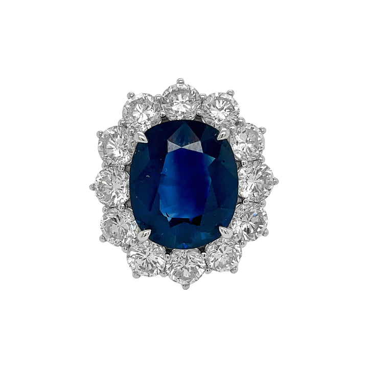 18kt White Gold Diamond and Blue Sapphire Ring