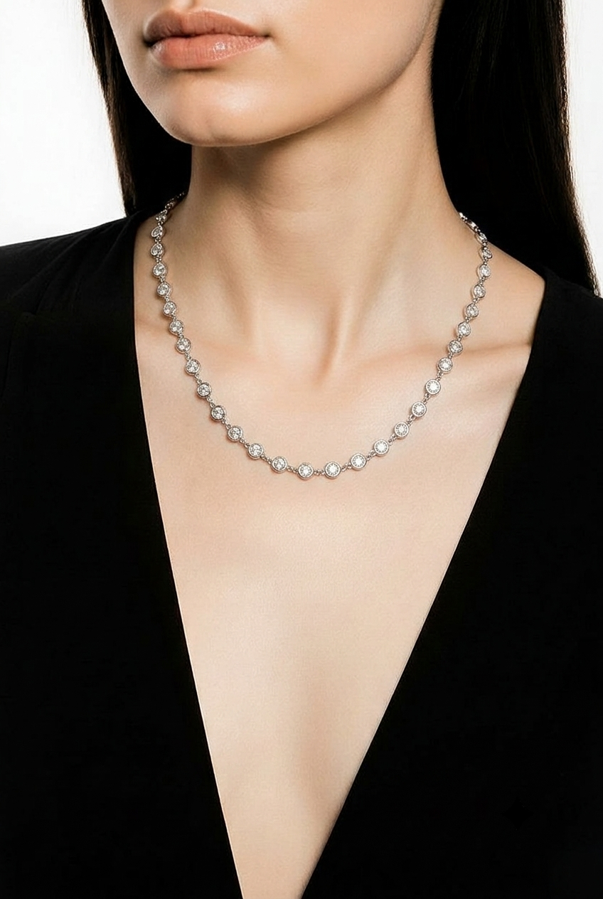 18kt White Gold Diamonds-By-The-Inch Necklace