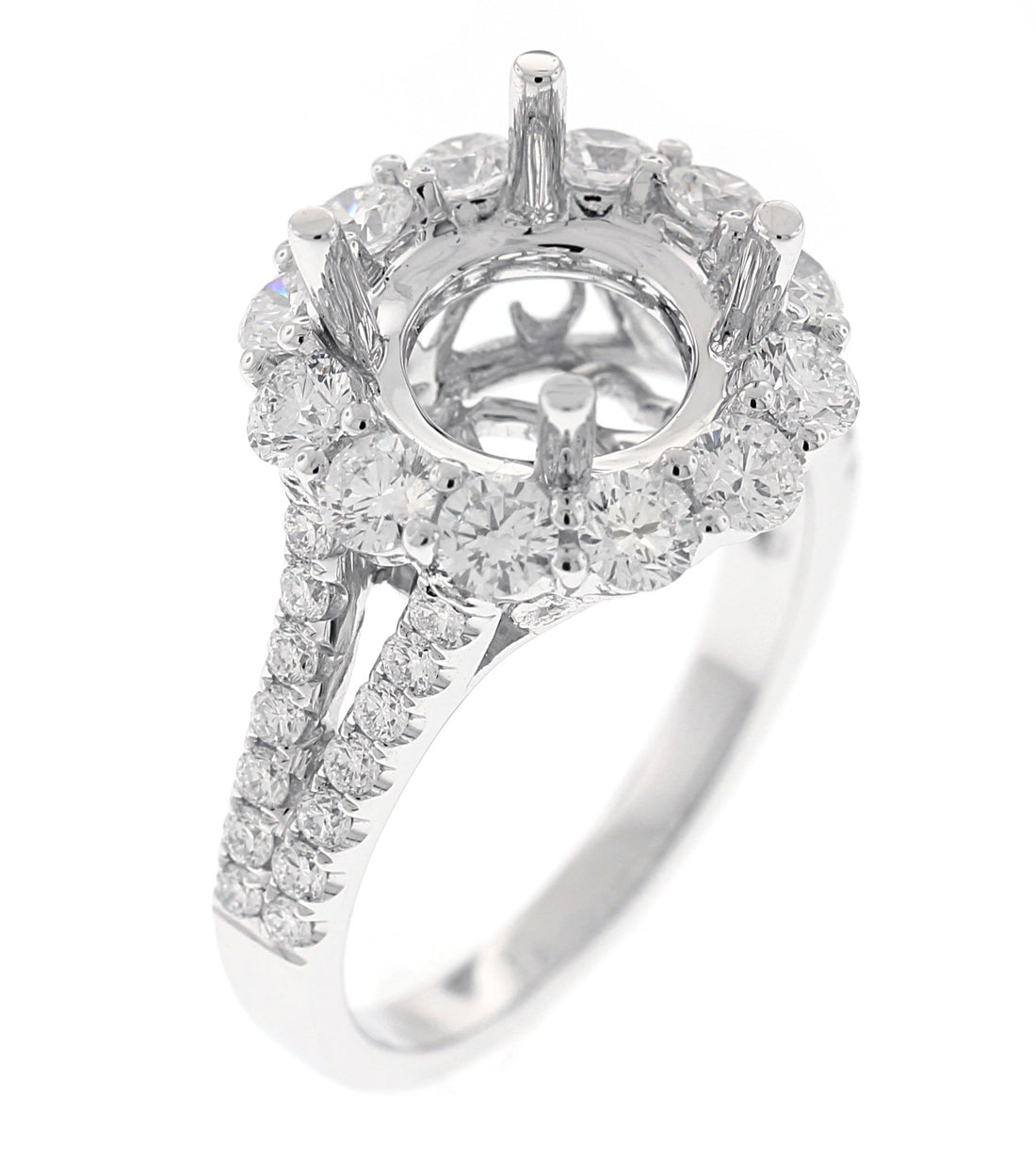 18kt White Gold Diamond Halo Semi Mount