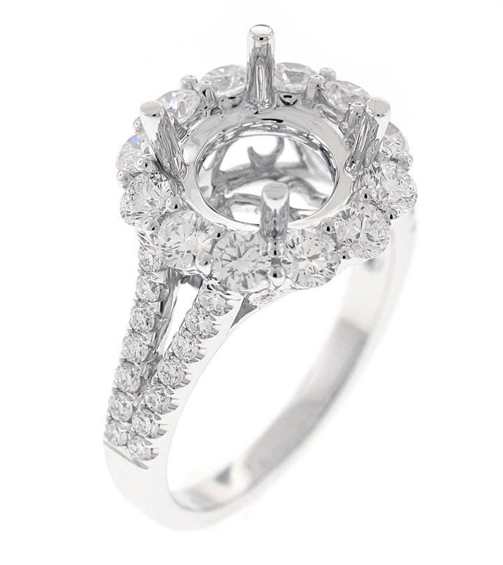 18kt White Gold Diamond Halo Semi Mount