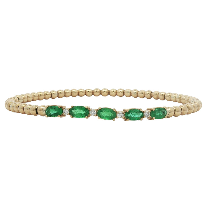 18kt Yellow Gold Diamond And Green Emerald Bracelet