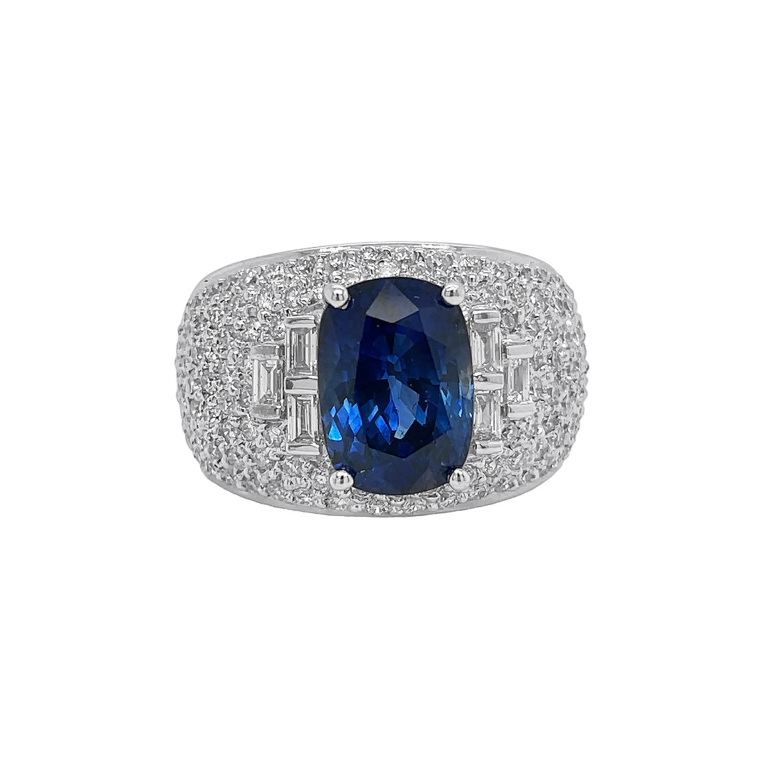 18kt White Gold Diamond and GIA Certified Blue Sapphire Ring