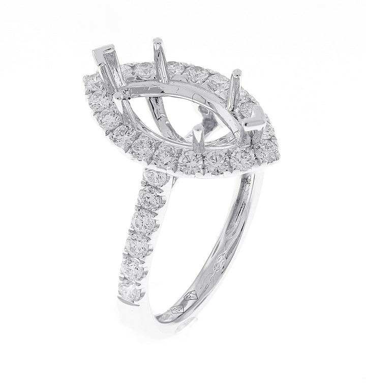 18kt White Gold Diamond Halo Semi Mount