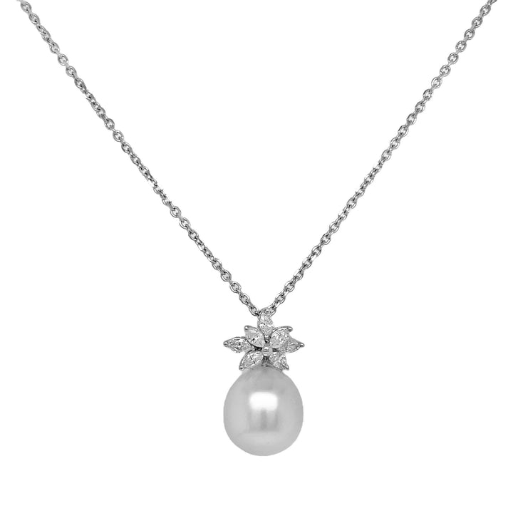 18kt White Gold Pearl and Diamond Pendant