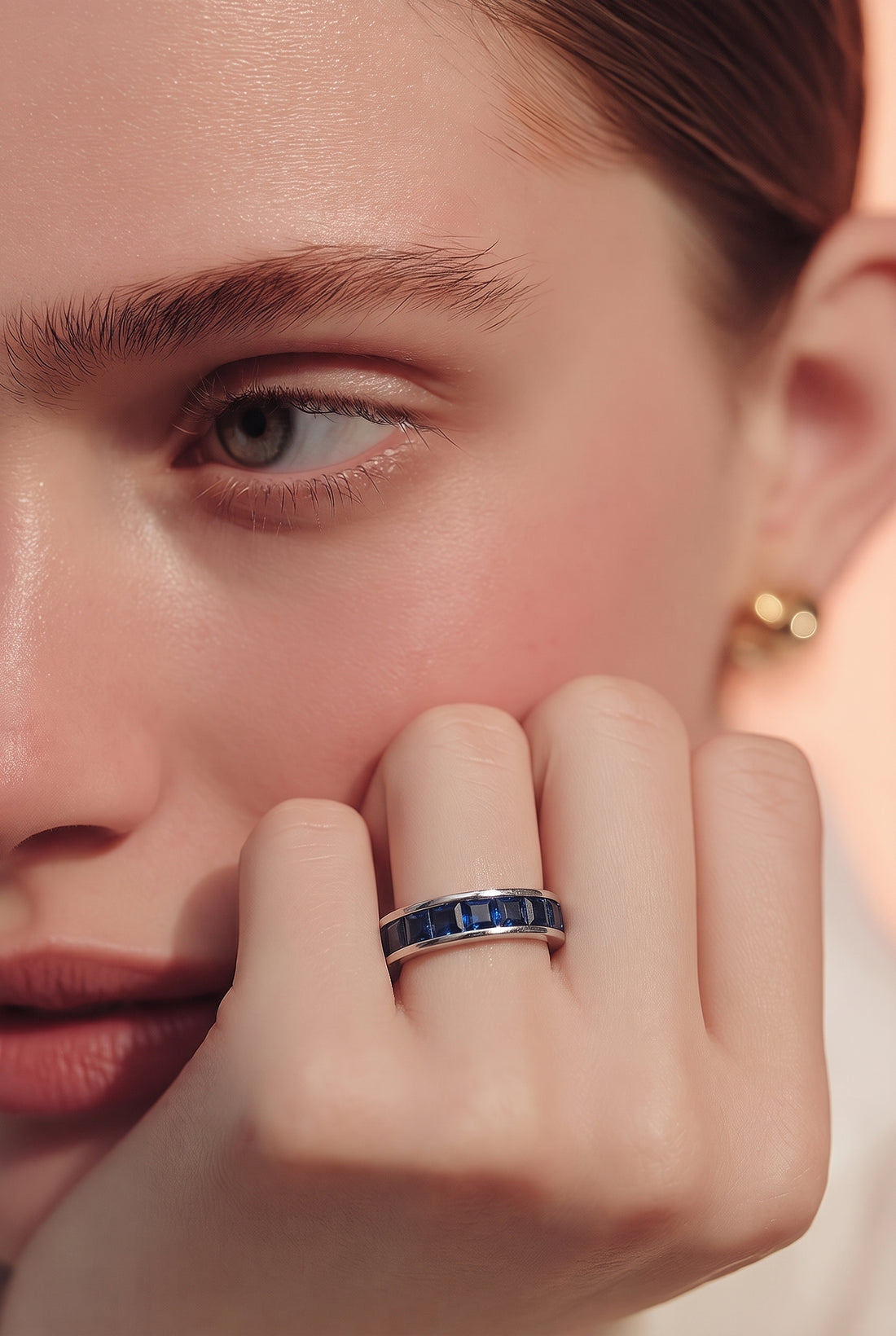 18kt White Gold Blue Sapphire Eternity Band