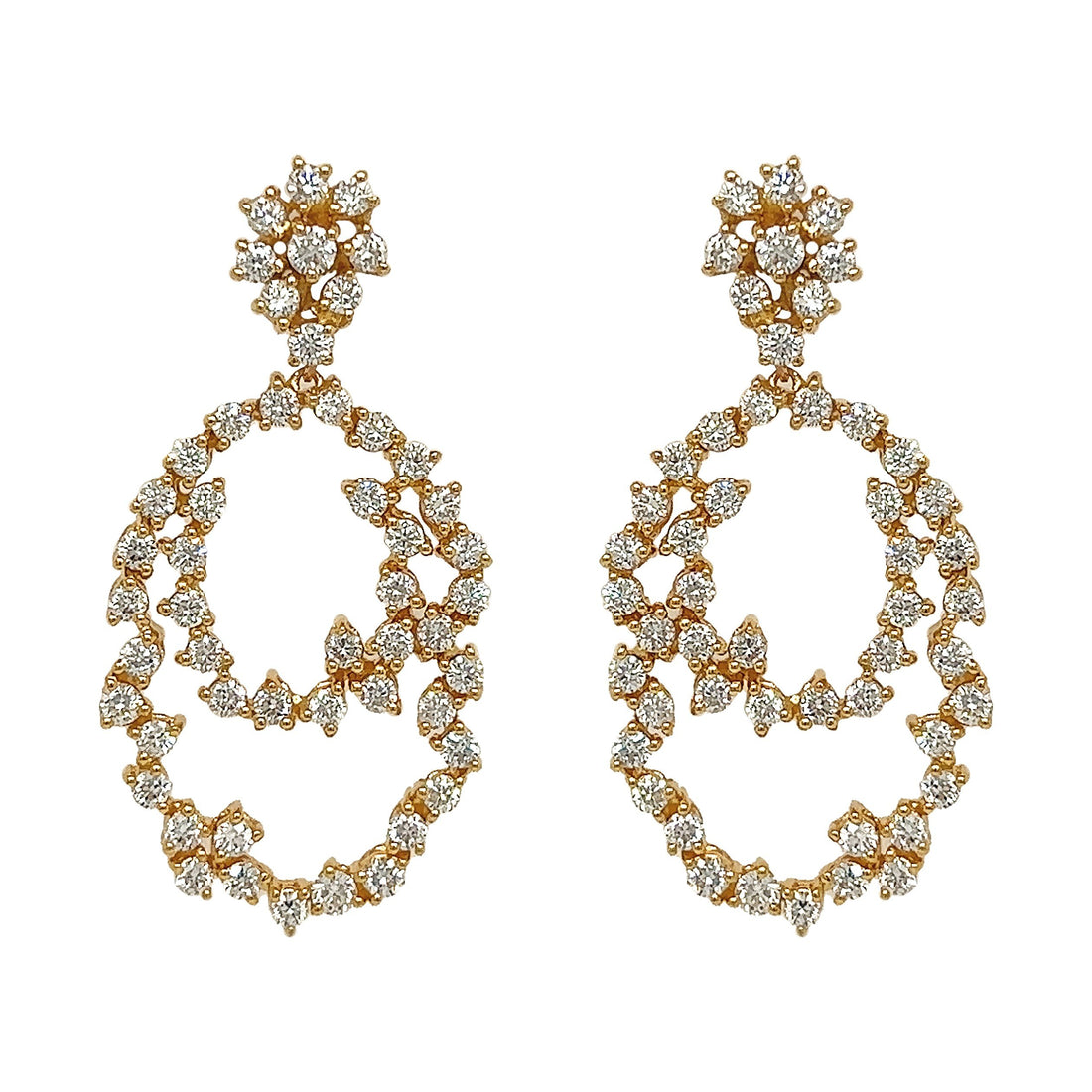18kt Yellow Gold Diamond Earrings