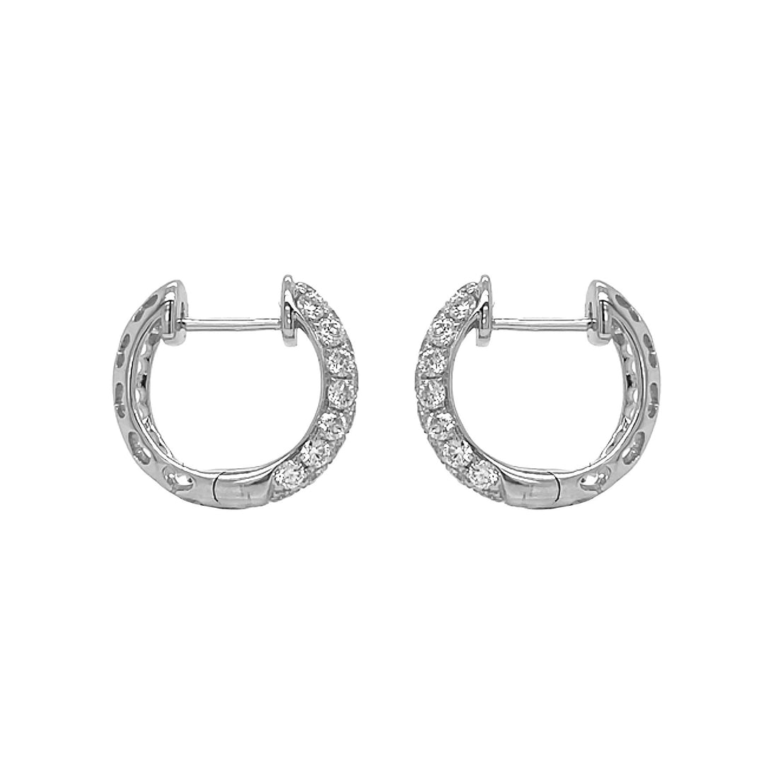 18kt White Gold Diamond Huggie Earrings