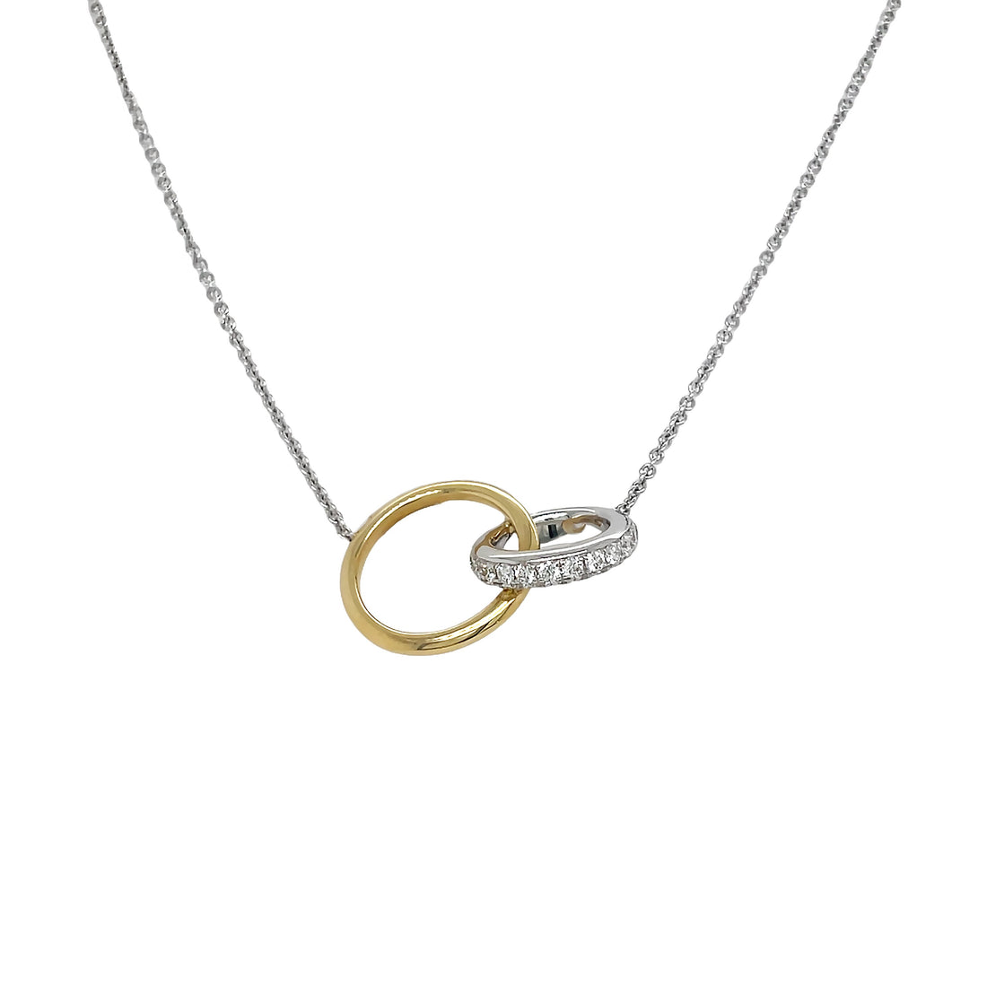 18kt White and Yellow Gold Diamond Interlocking Pendant