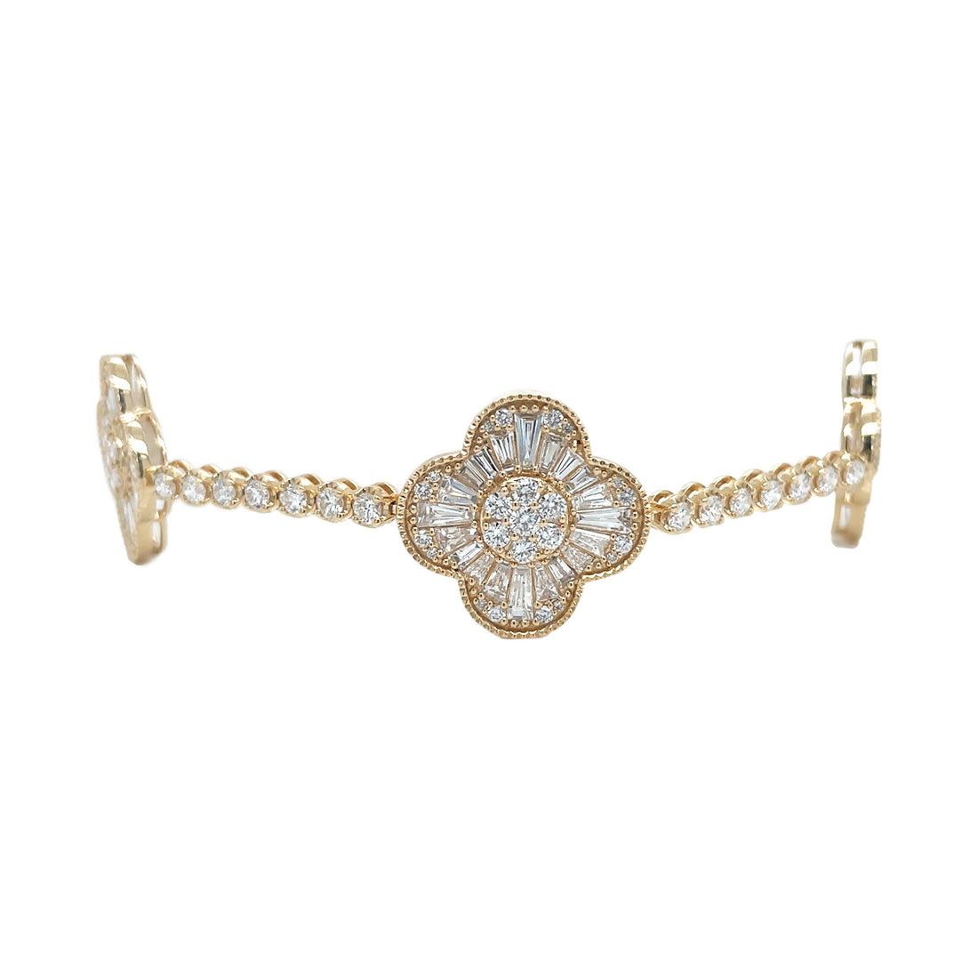 18kt Yellow Gold Diamond Flower Bracelet