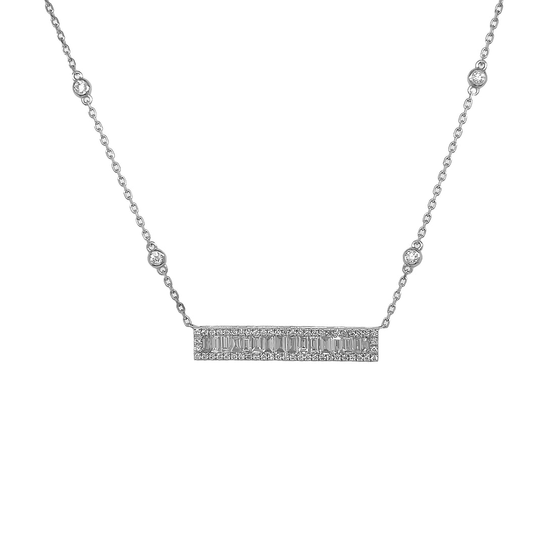 18kt White Gold Diamond Bar Pendant