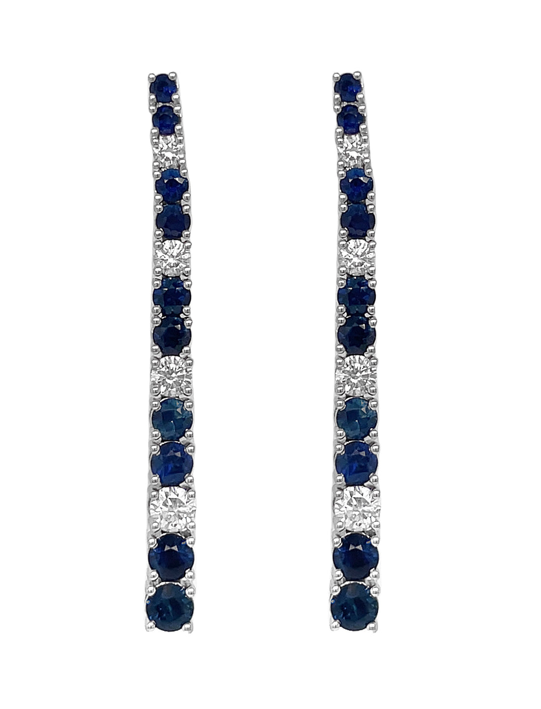 18kt White Gold Diamond and Blue Sapphire Earrings