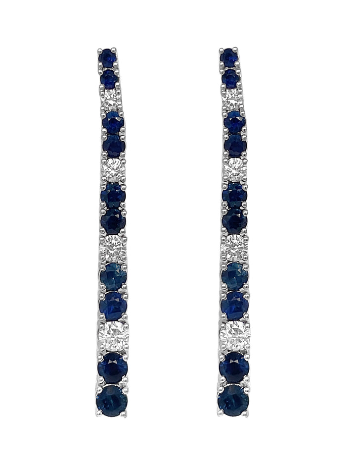 18kt White Gold Diamond and Blue Sapphire Earrings